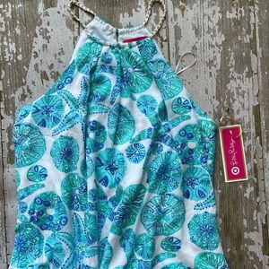 Lilly Pulllitzer for Target blue, teal and white seashell print top XL NWT